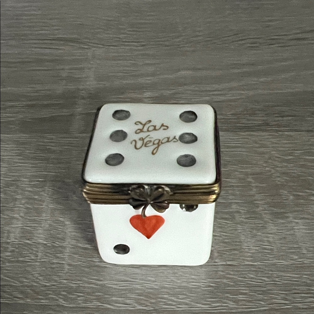 Limoges White and Gold Dice Trinket Box
